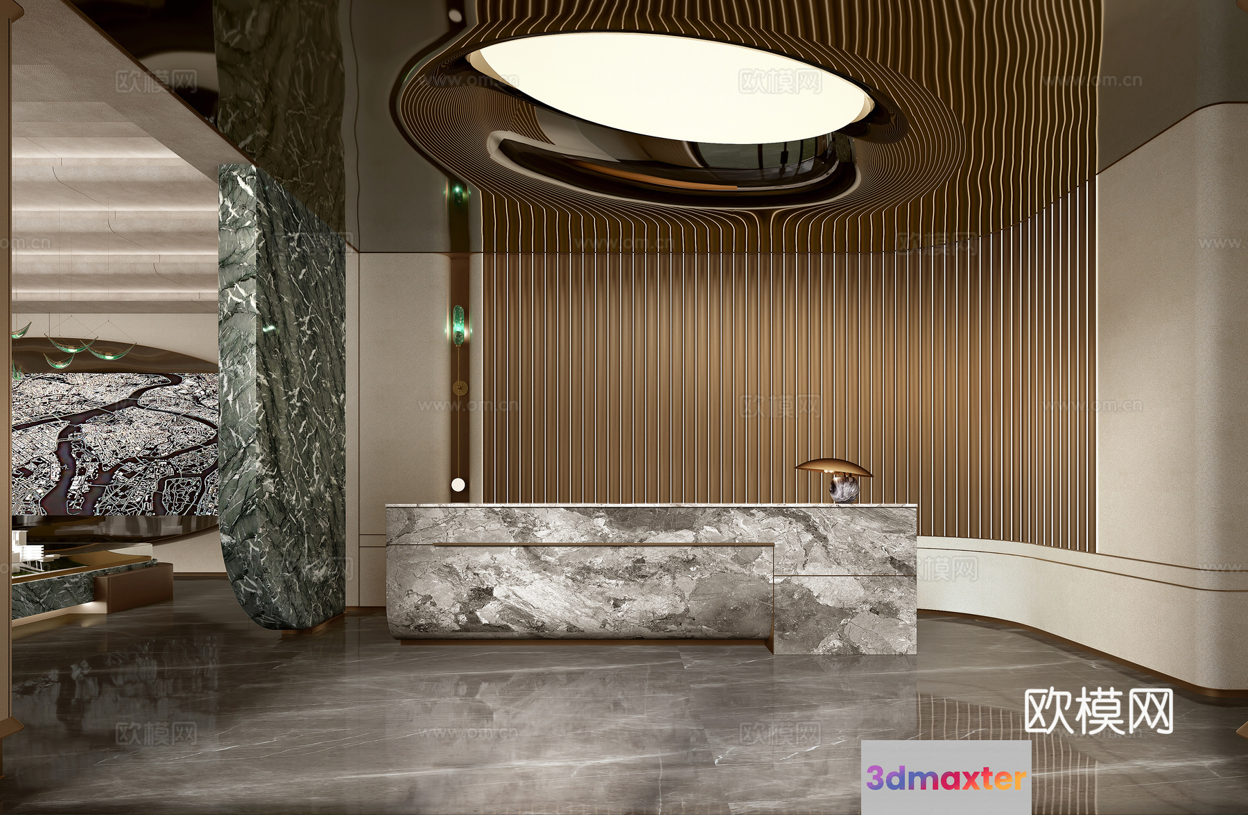 Modern Luxury Lobby 3D Model - 1920 - VRAY Render