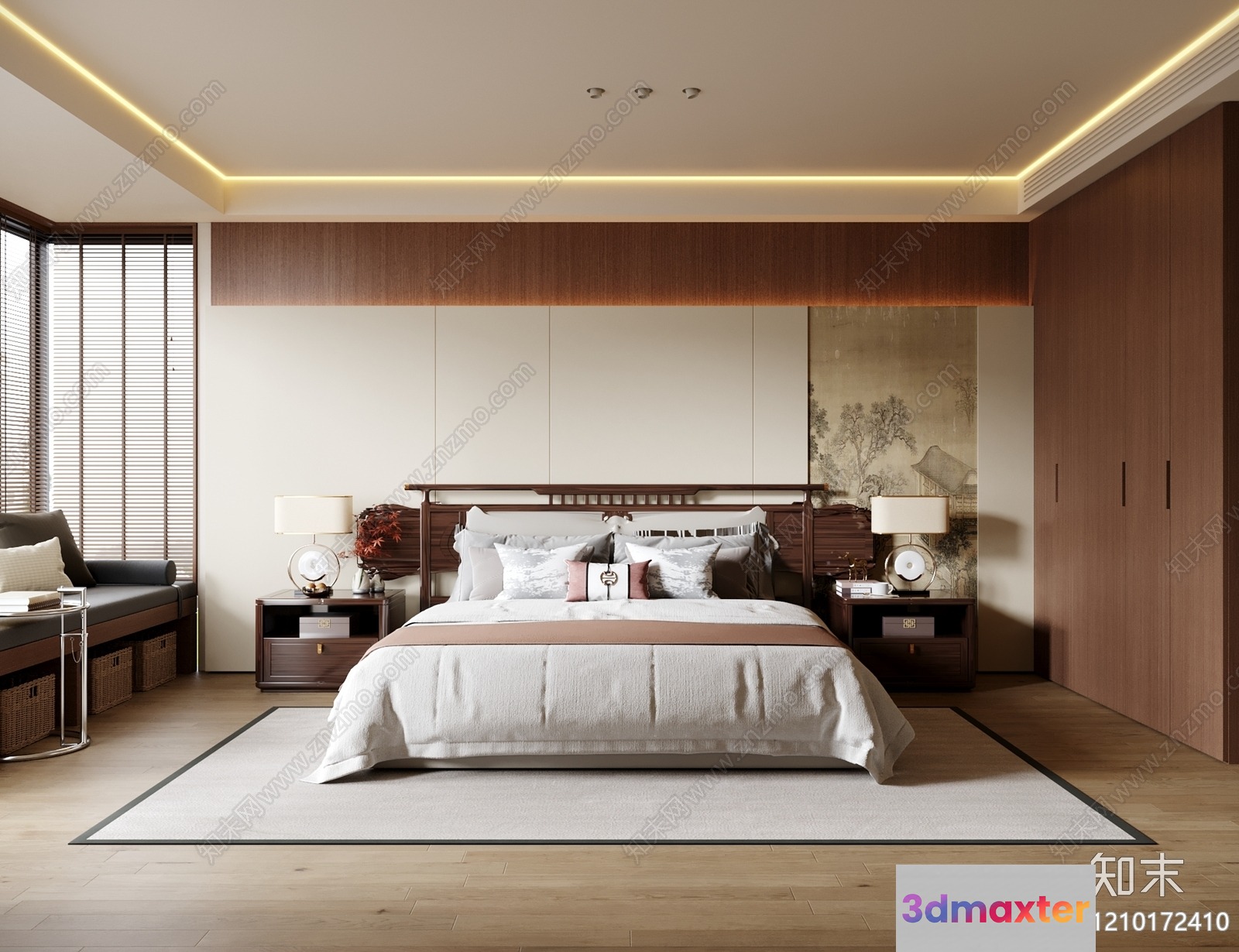 Cozy Modern Bedroom 3D Model - 8757 - VRAY Render