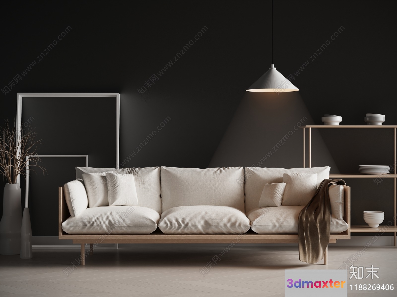Modern Minimalist Living Room 3D Model - 633 - CORONA Render