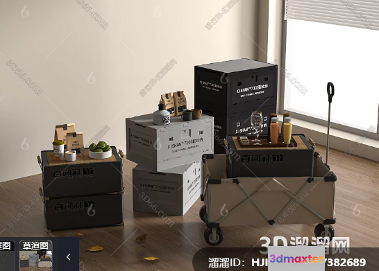 A Cardboard Box With Wheels 3D Model - 6016 - VRAY Render