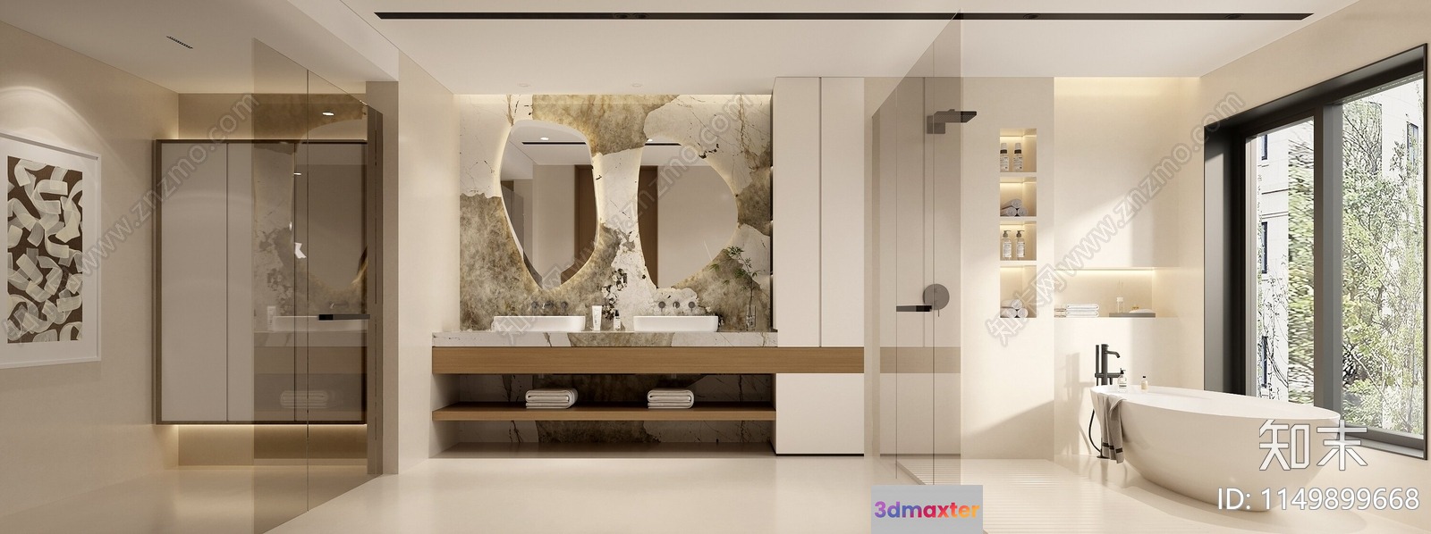 Modern Bathroom Interior 3D Model - 7830 - VRAY Render