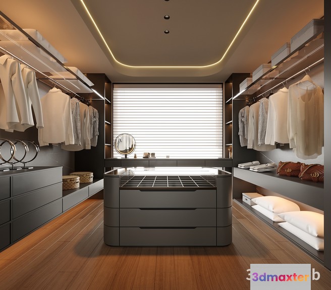 A Large Walk-In Closet 3D Model - 20212 - VRAY Render