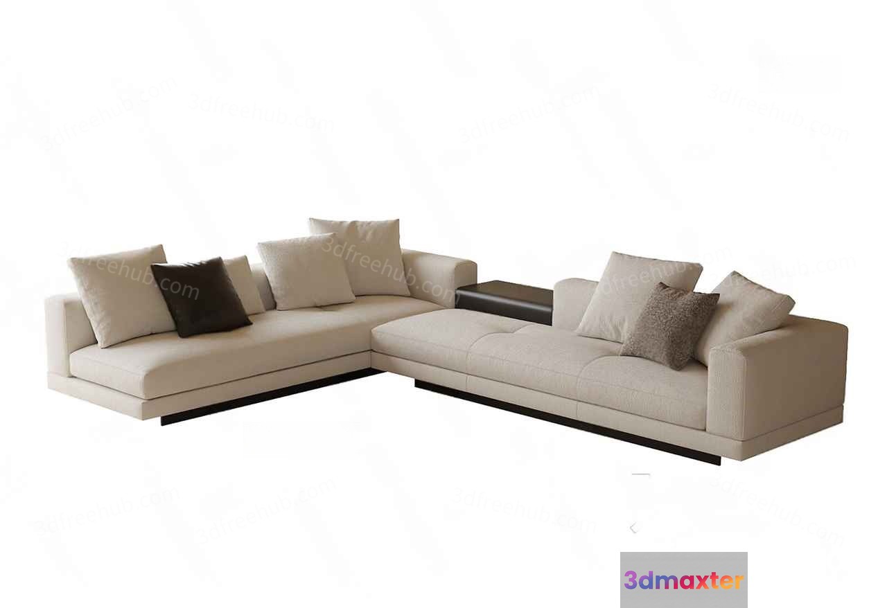 Modern L-Shaped Sofa 3D Model - 19999 - VRAY Render