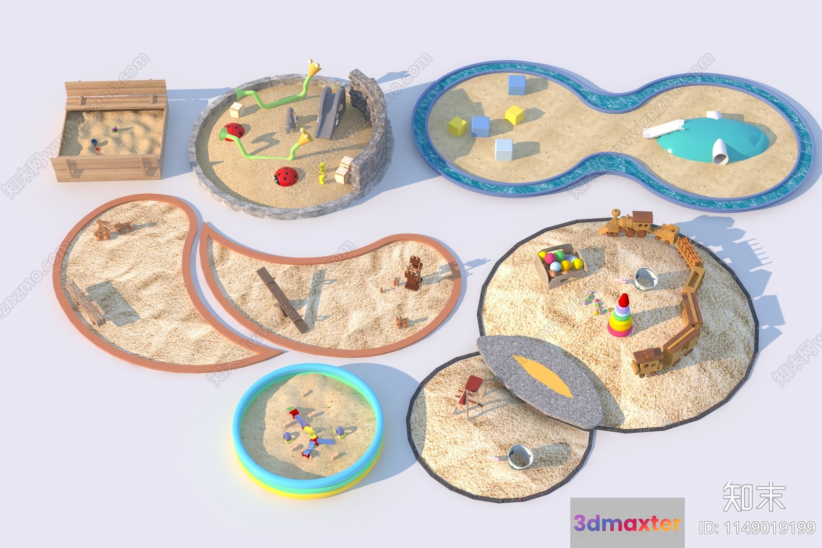 A 3D Model Of A Playground With Various Features 3D Model - 11394 - VRAY Render