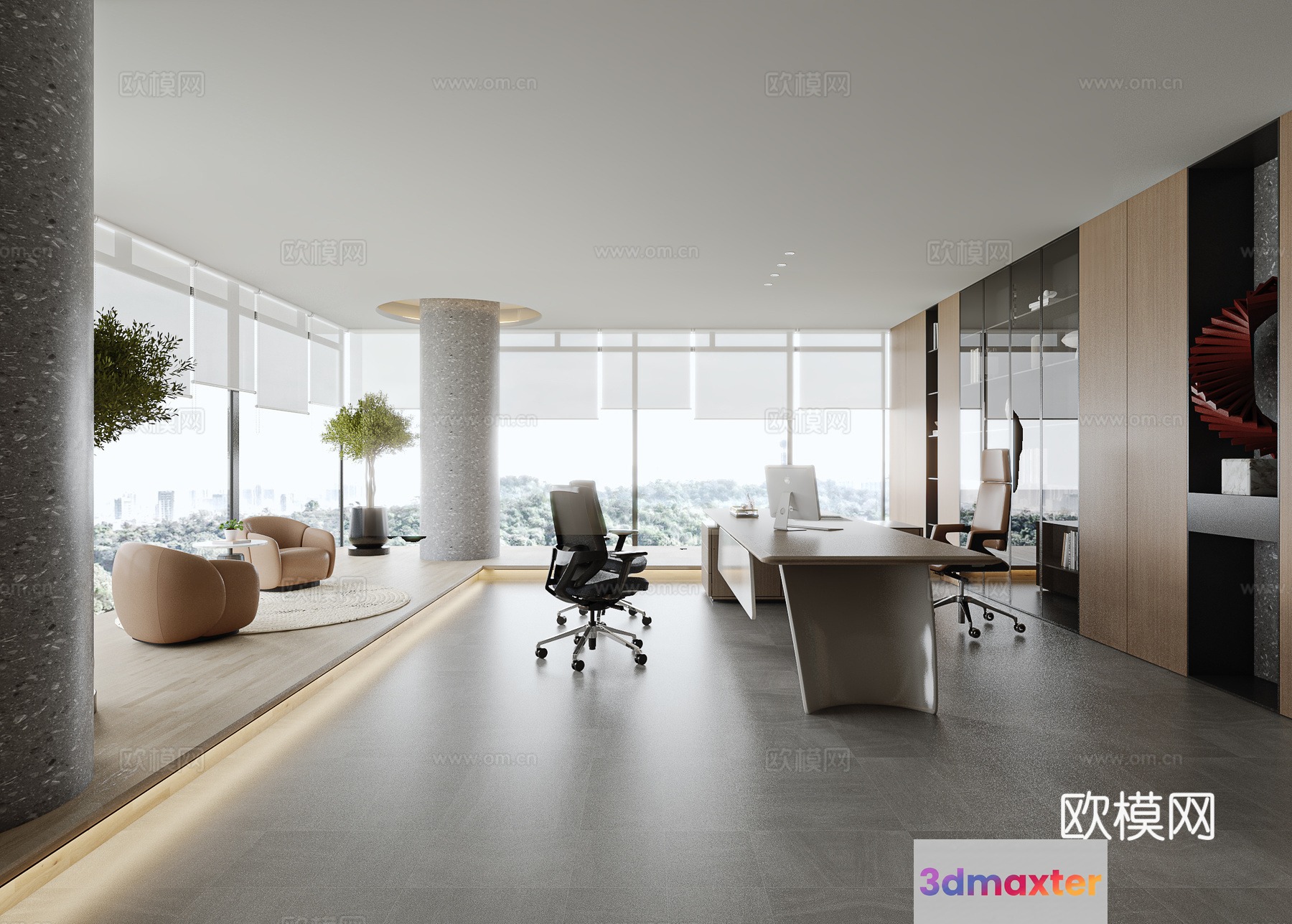 Modern Office Space 3D Model - 2153 - VRAY Render