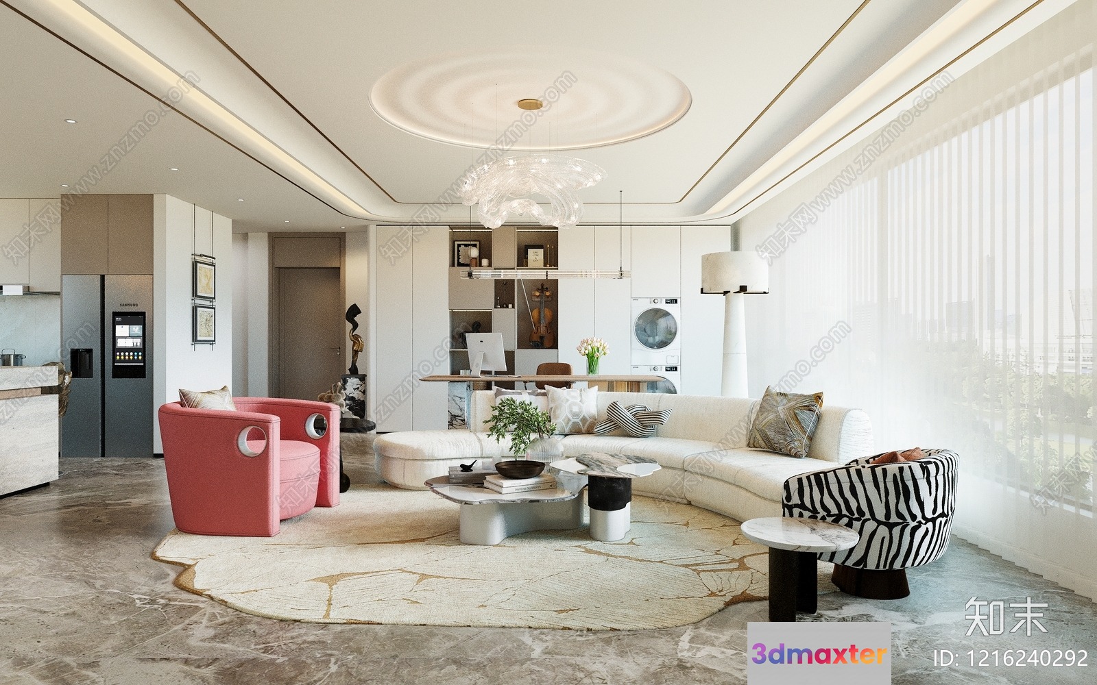 Modern Living Room 3D Model - 11971 - VRAY Render