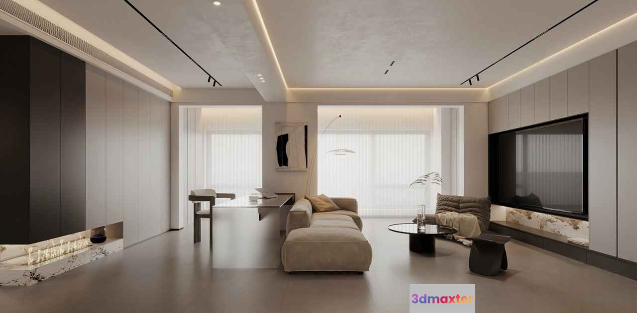 Modern Living Room 3D Model - 20553 - VRAY Render