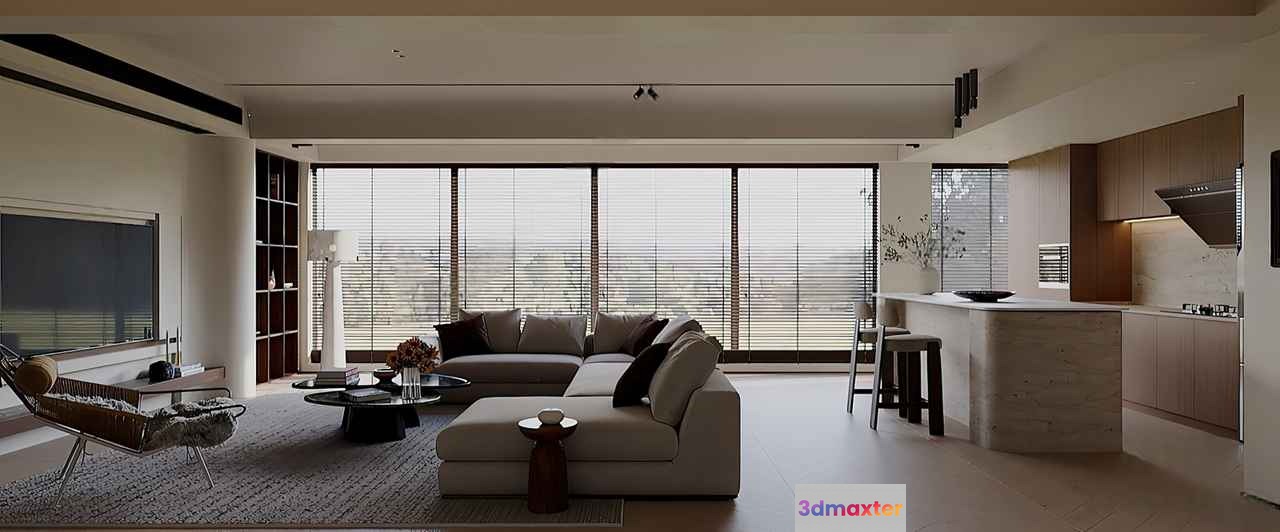 Modern Living Room 3D Model - 5982 - VRAY Render