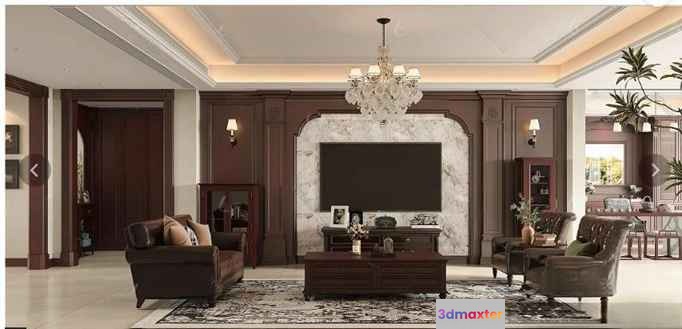 Modern Living Room 3D Model - 19444 - CORONA Render