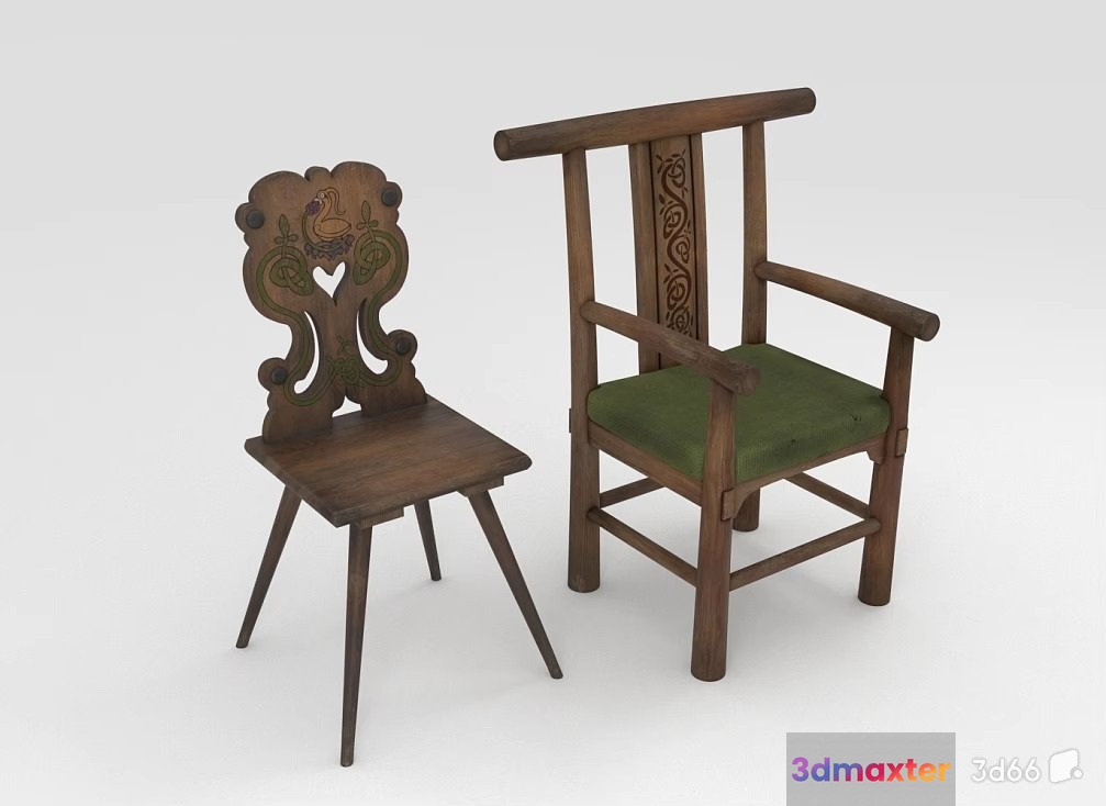 Wooden Chairs 3D Model - 23372 - VRAY Render
