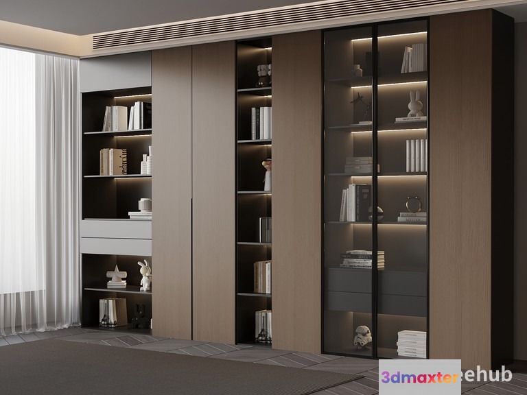 Modern Bookcase 3D Model - 22046 - VRAY Render