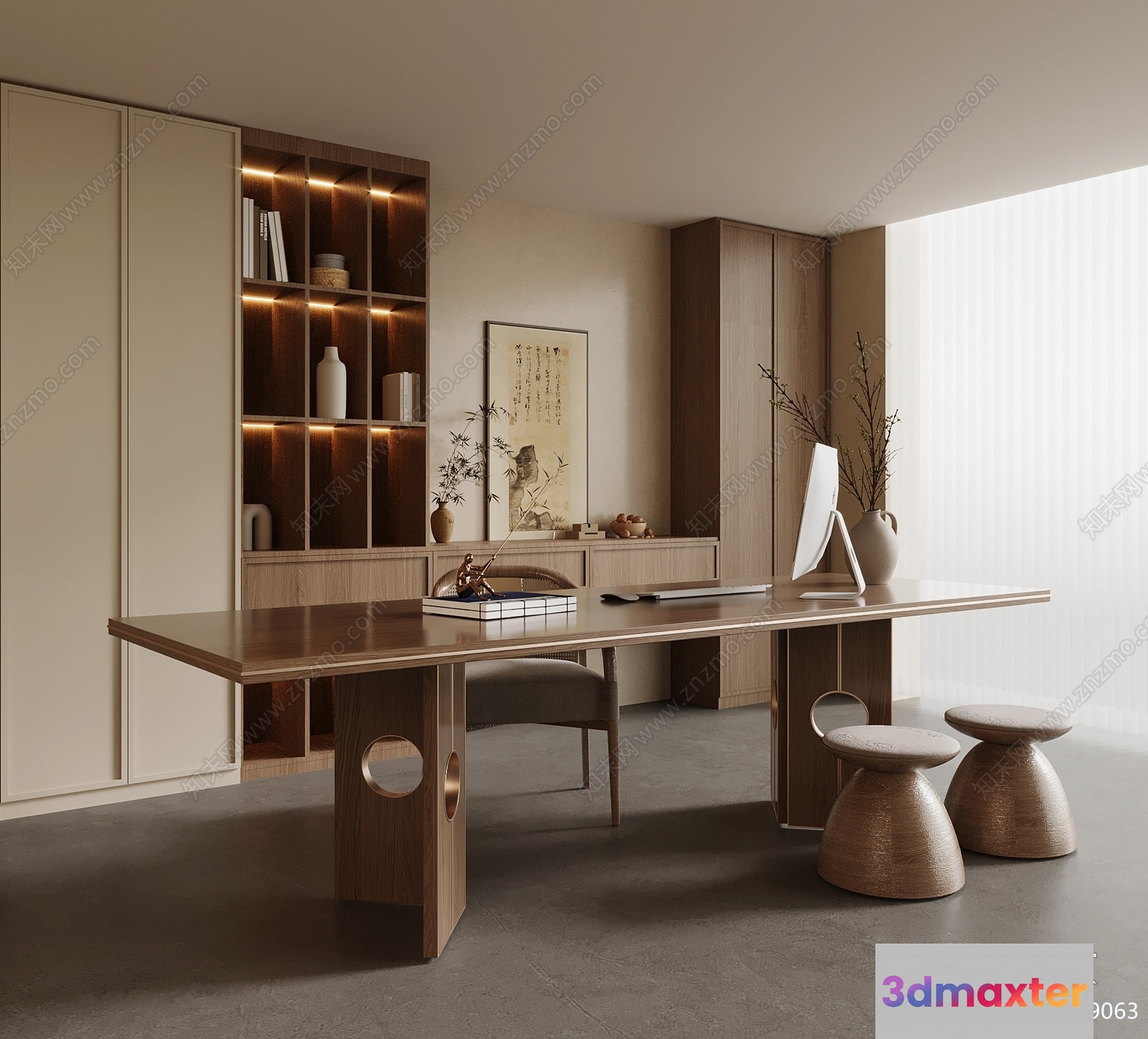 Modern Home Office 3D Model - 14496 - VRAY Render
