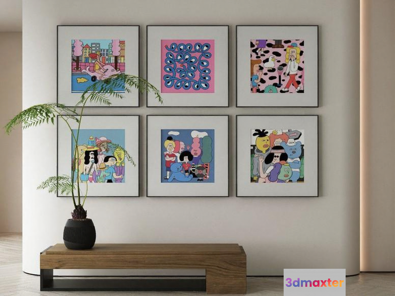 Modern Art Gallery 3D Model - 6387 - VRAY Render