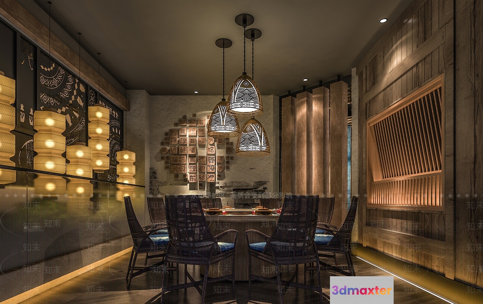 Modern Dining Room 3D Model - 2440 - VRAY Render