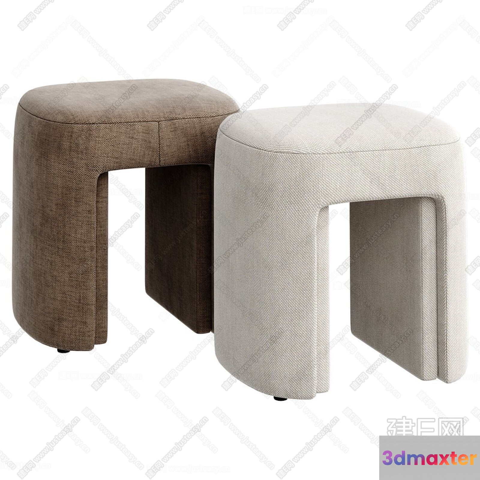 Modern Beige Stools 3D Model - 17067 - VRAY Render