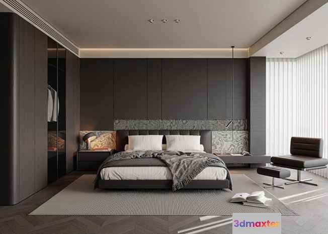 Modern Bedroom Design 3D Model - 4588 - VRAY Render