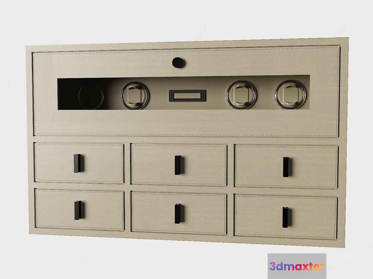 Gray Storage Unit 3D Model - 14332 - VRAY Render