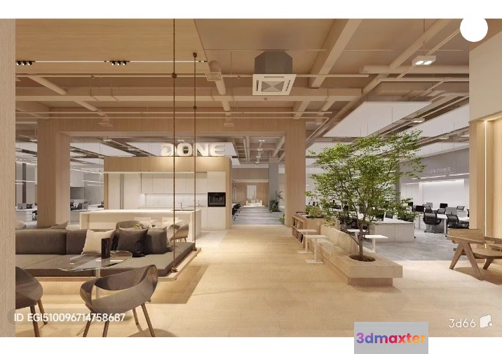 Modern Office Space 3D Model - 10234 - VRAY Render