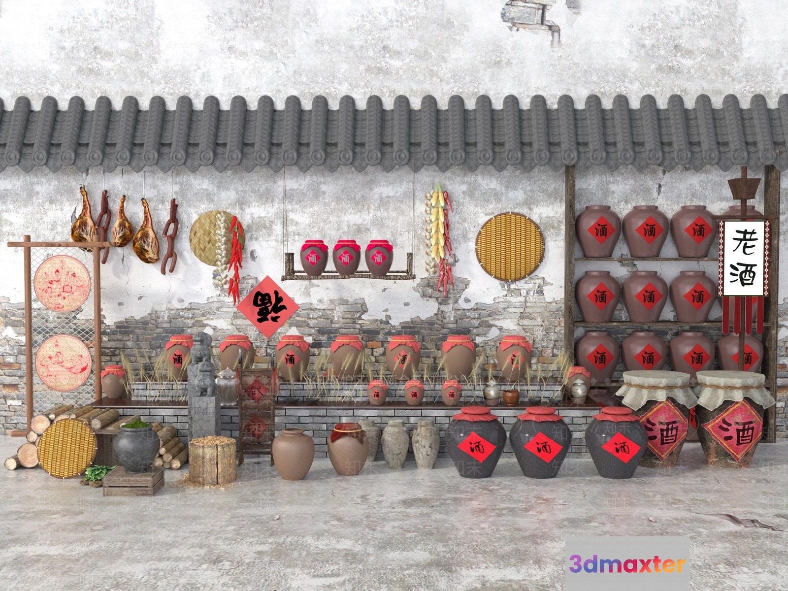 Traditional Chinese Pottery 3D Model - 18265 - VRAY Render