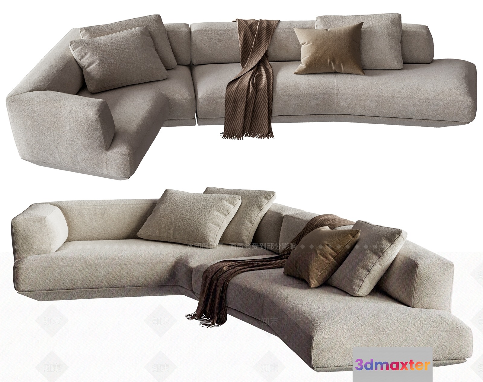 Modern Beige Couches 3D Model - 21743 - VRAY Render