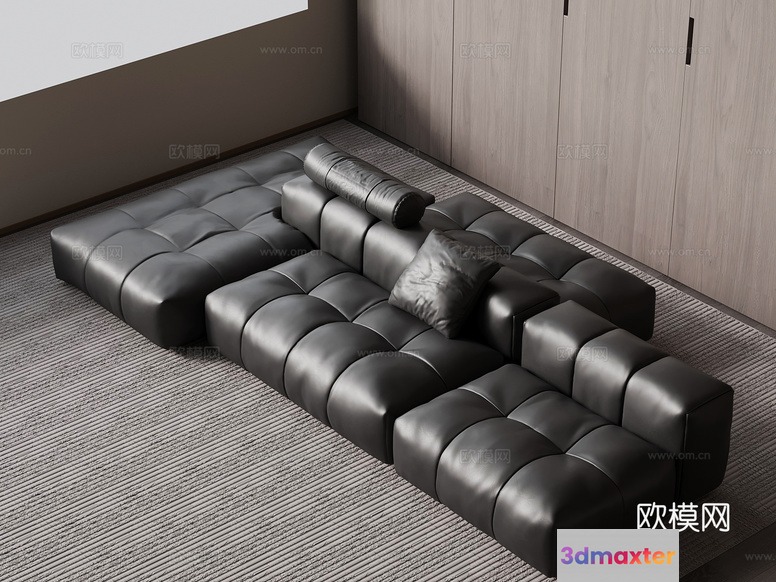 A Modern Leather Couch 3D Model - 17942 - VRAY Render