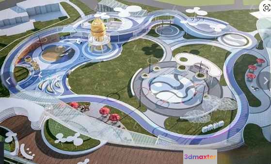 A Futuristic Theme Park 3D Model - 4193 - VRAY Render