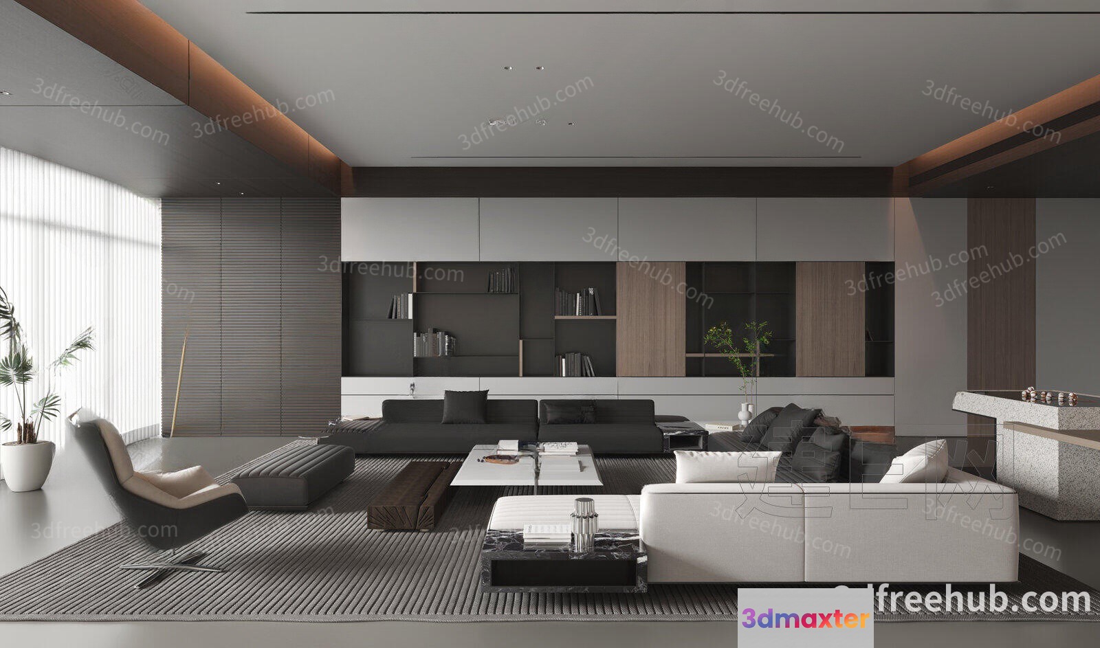 Modern Living Room 3D Model - 21119 - VRAY Render