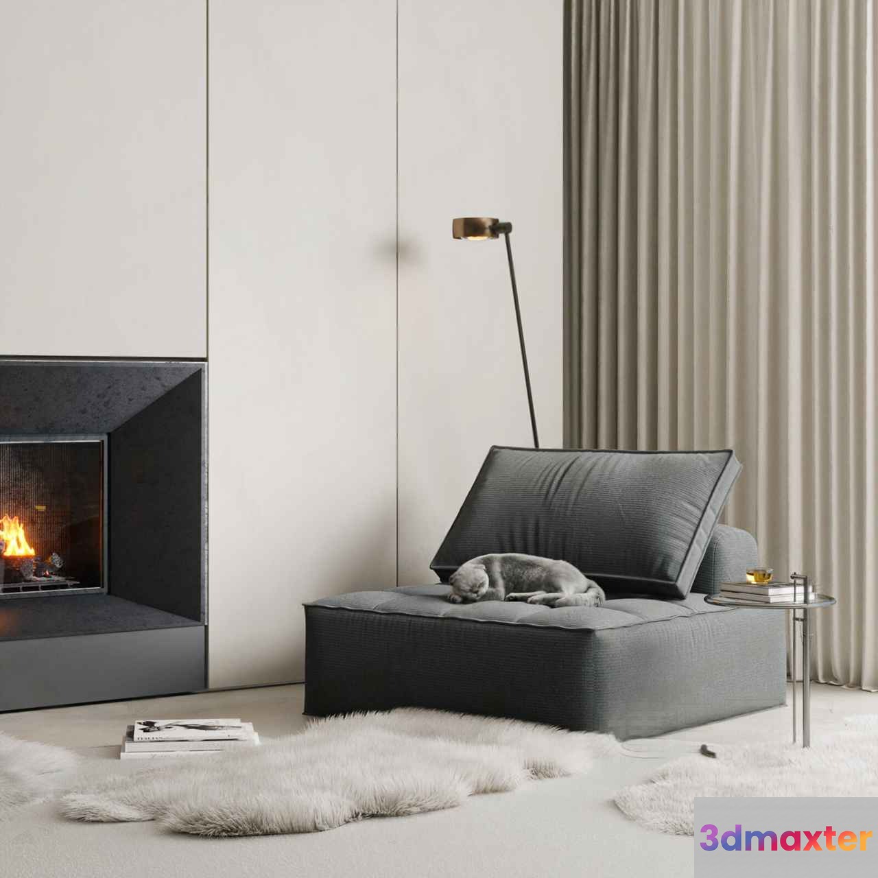 Modern Living Room 3D Model - 8303 - VRAY Render