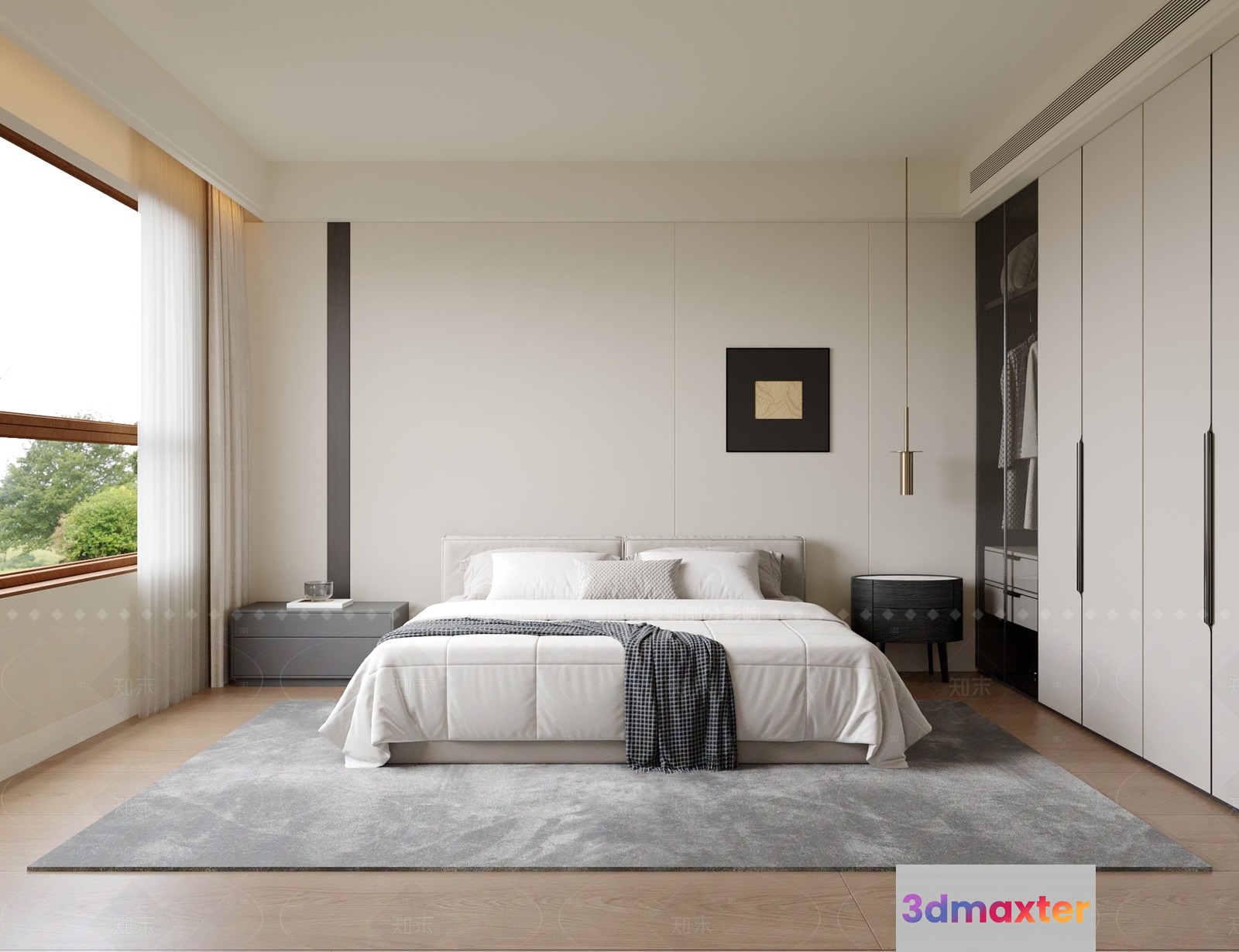 Modern Minimalist Bedroom 3D Model - 1793 - VRAY Render