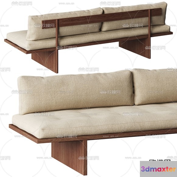 Wooden Sofa 3D Model - 5639 - VRAY Render