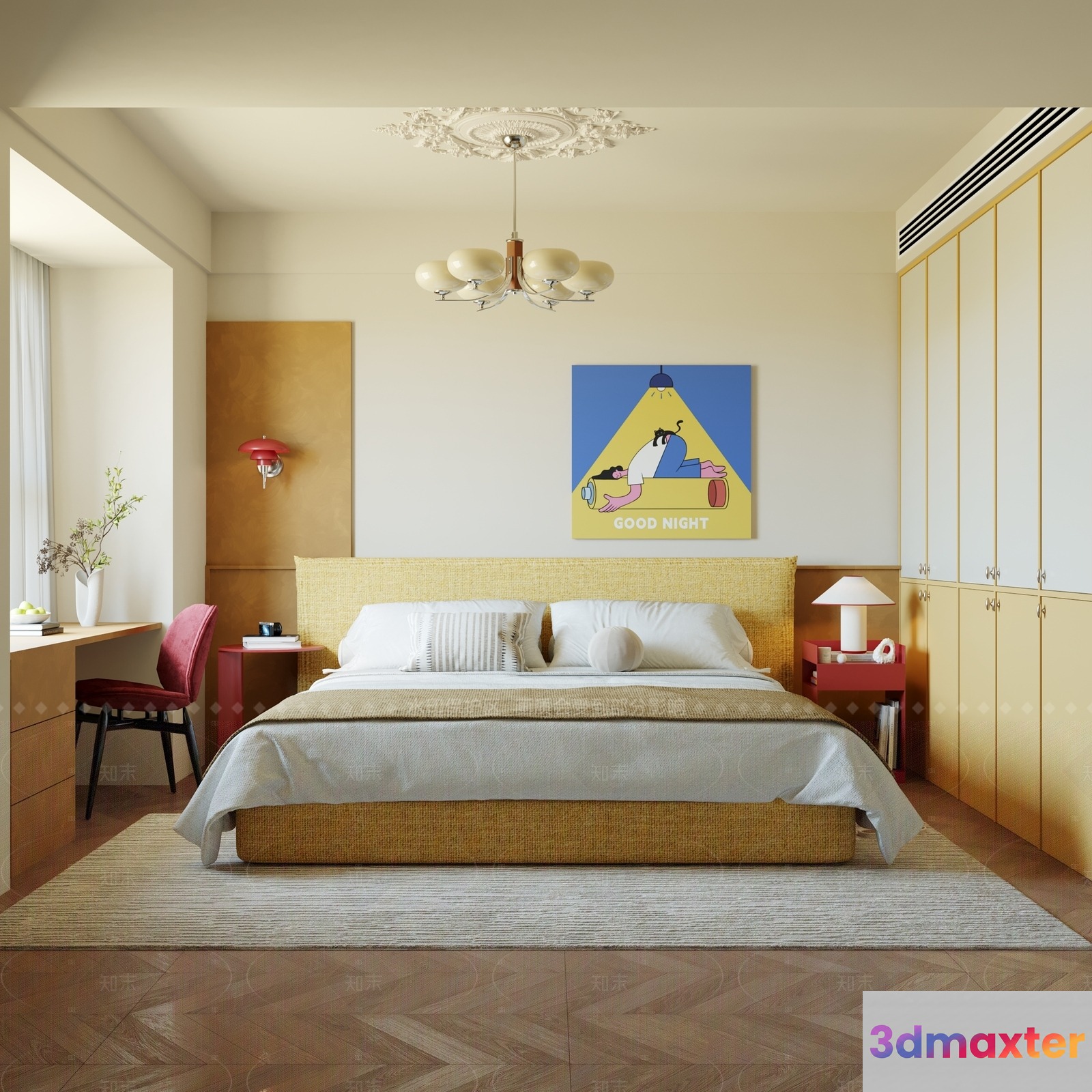 Cozy Bedroom 3D Model - 8262 - CORONA Render