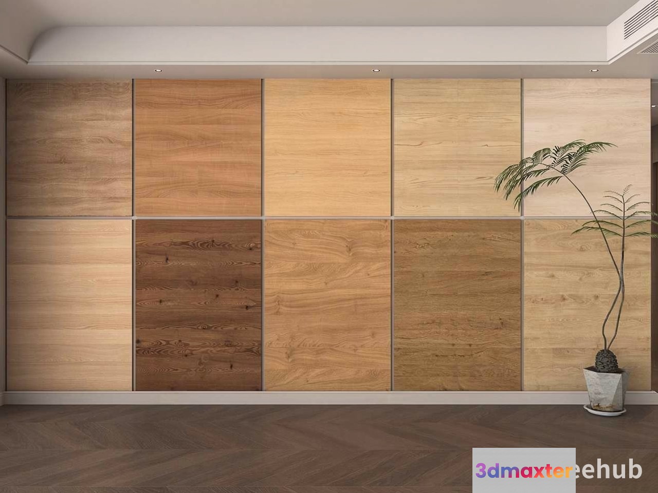 Modern Wood Wall 3D Model - 22279 - VRAY Render