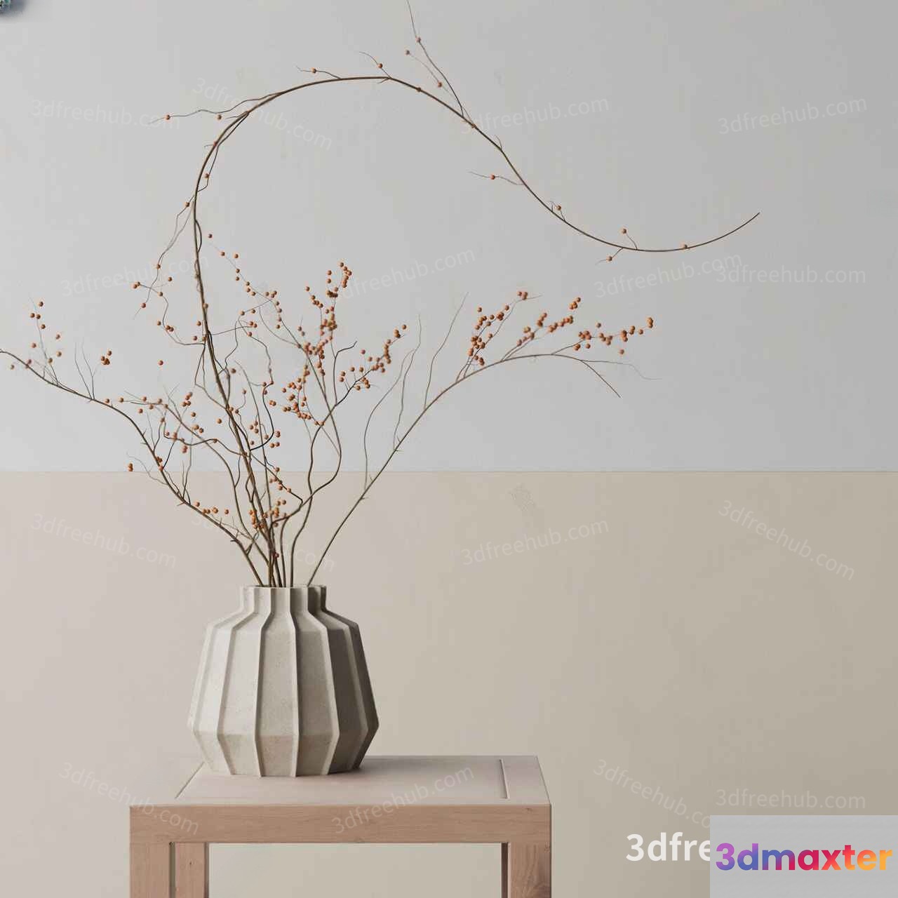 A White Vase With A Geometric Design 3D Model - 19874 - VRAY Render