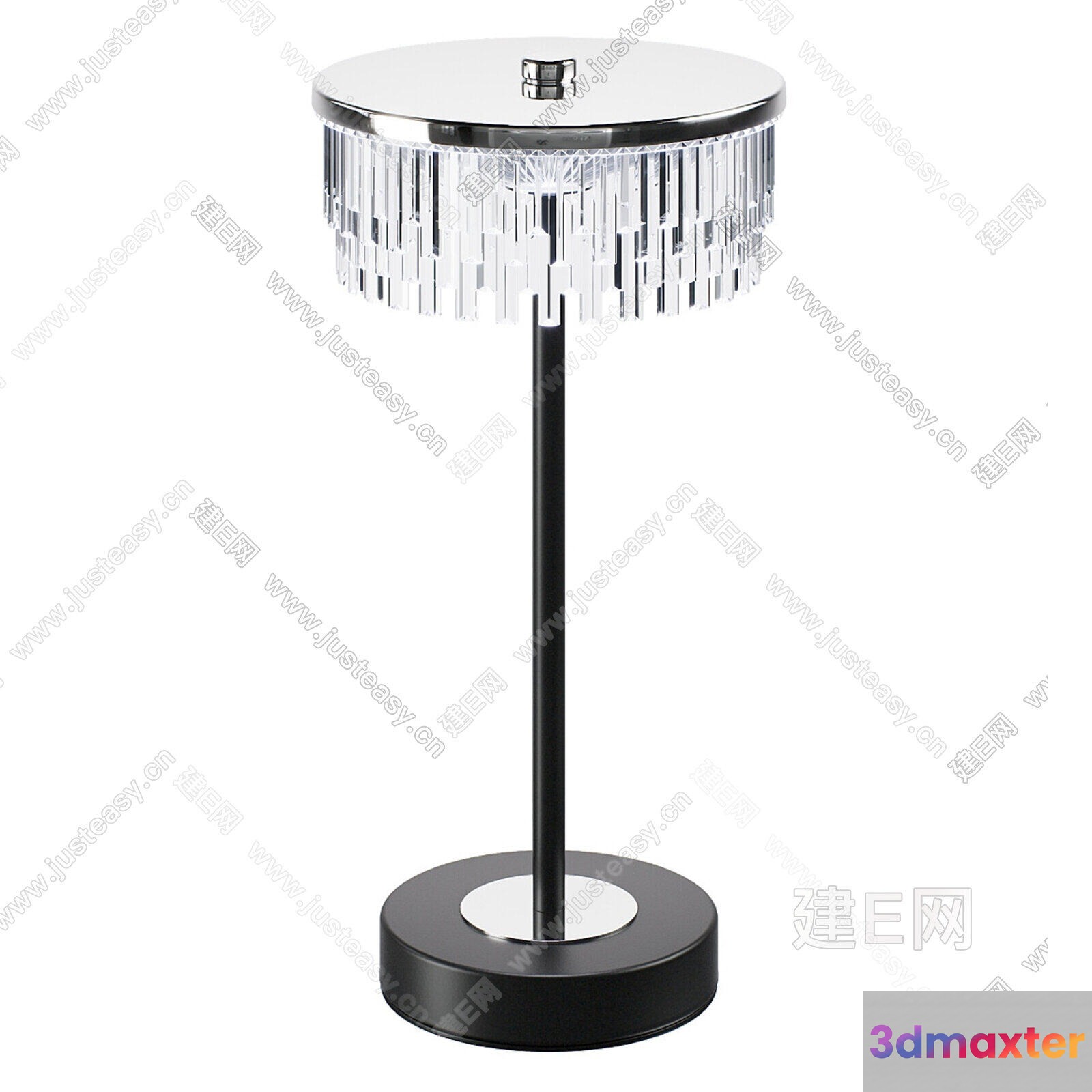 A Table Lamp With A Crystal Shade 3D Model - 10588 - VRAY Render