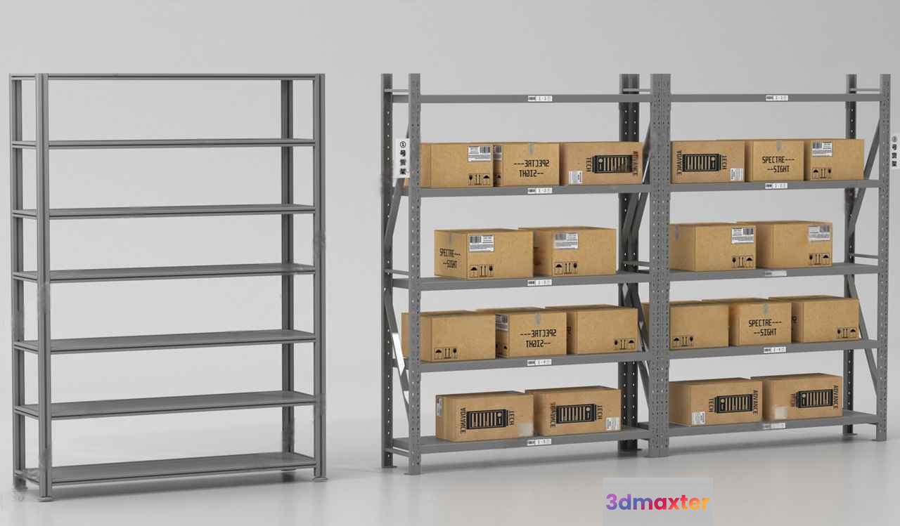 Metal Shelving Units 3D Model - 533 - VRAY Render