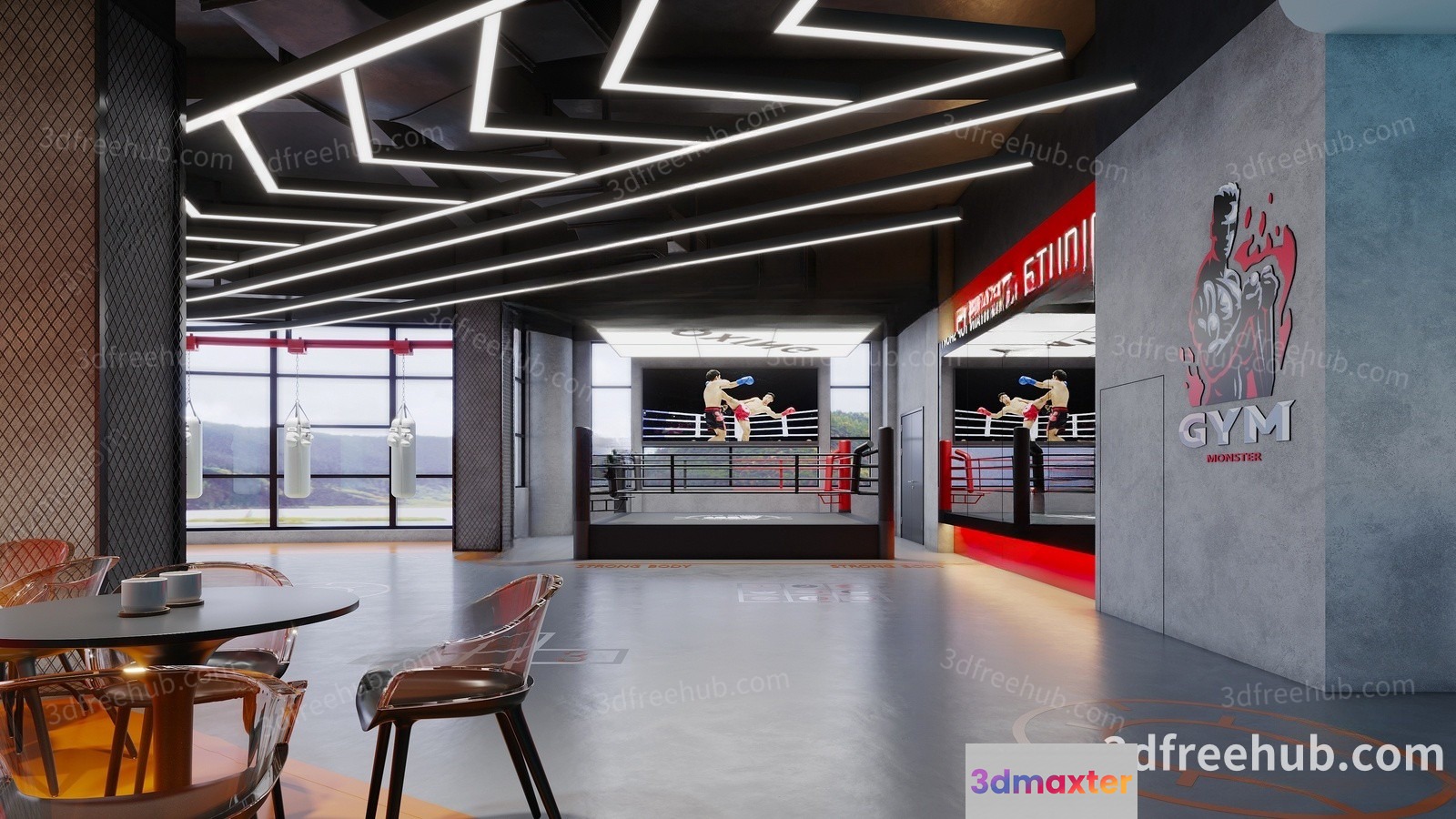 Modern Gym Interior 3D Model - 19370 - VRAY Render