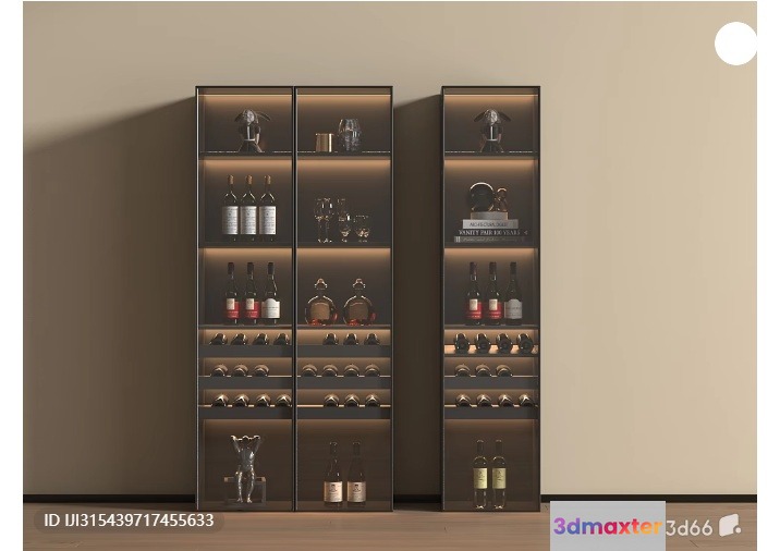 A Wine Display Cabinet 3D Model - 9451 - VRAY Render