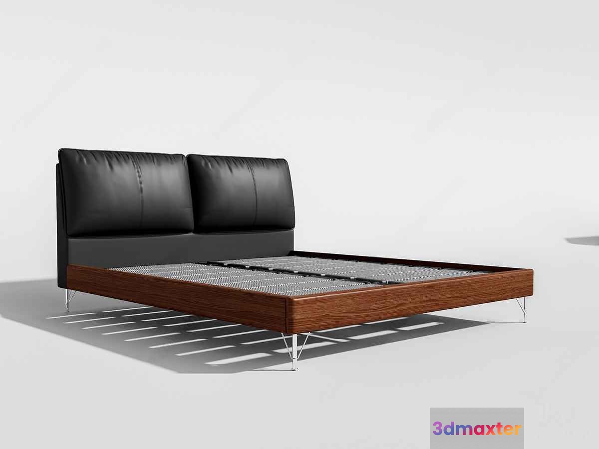 A Modern Wooden Bed 3D Model - 7514 - VRAY Render