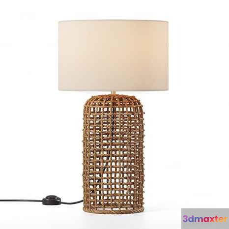 A Wicker Table Lamp With A Beige Shade 3D Model - 1734 - CORONA Render