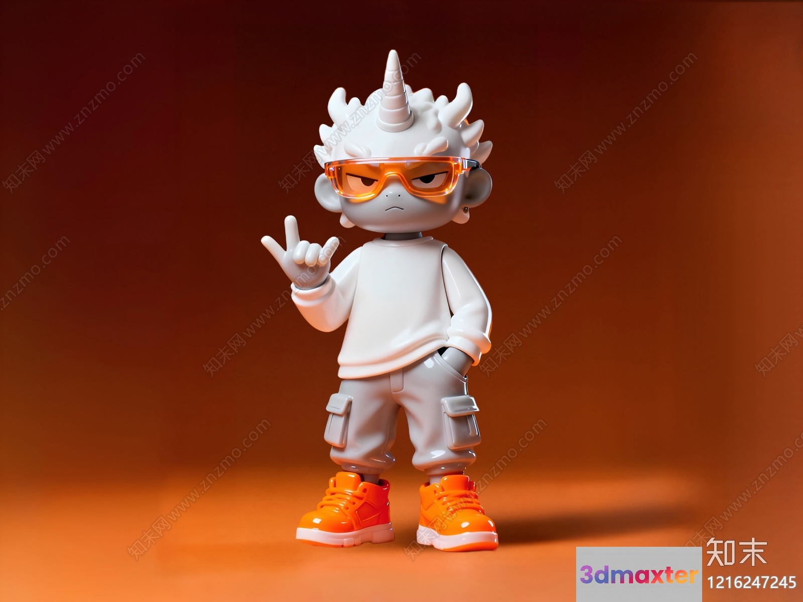 A Cartoon Unicorn Figurine 3D Model - 14502 - VRAY Render