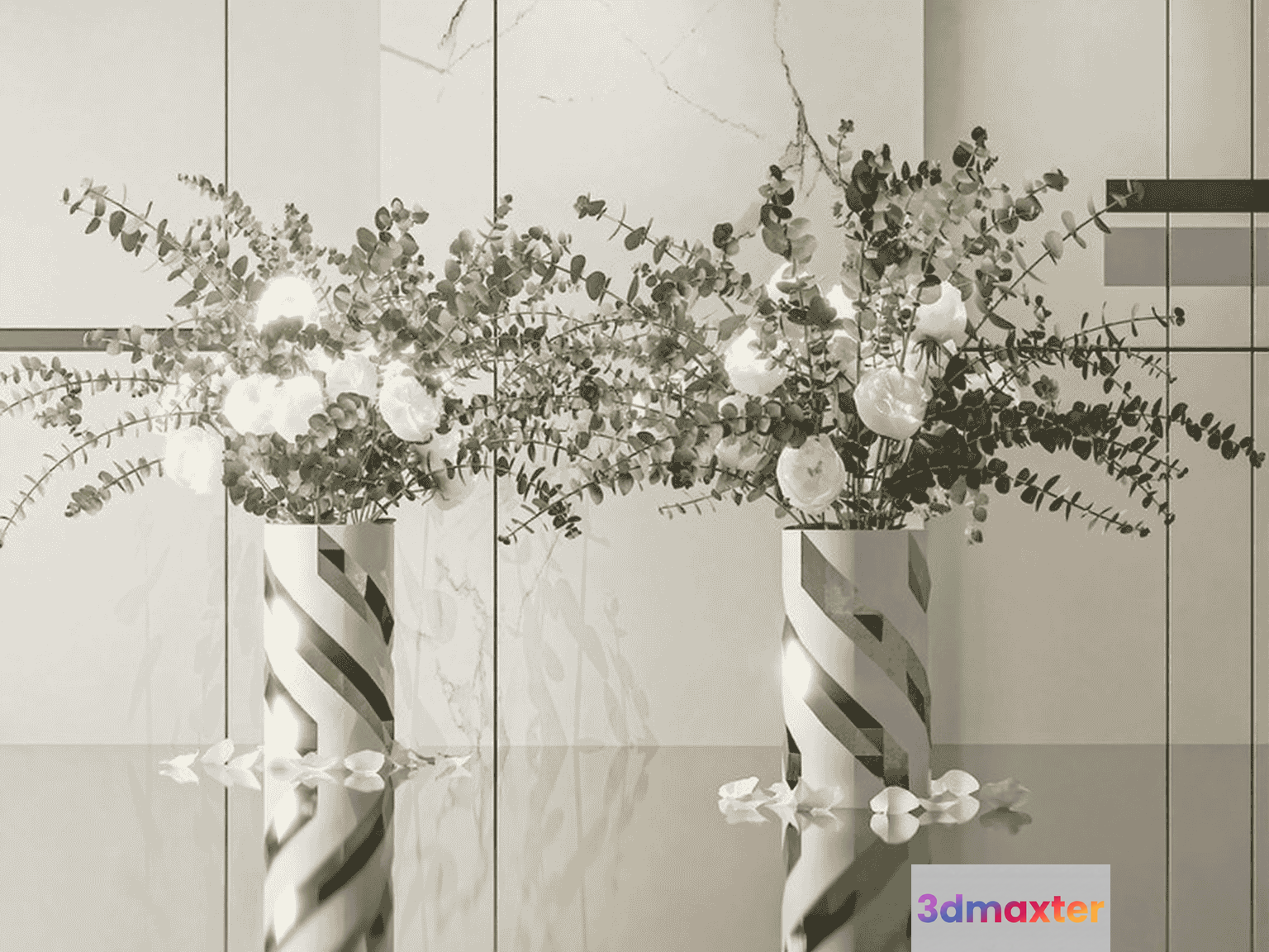 A Vase With Flowers 3D Model - 16565 - VRAY Render