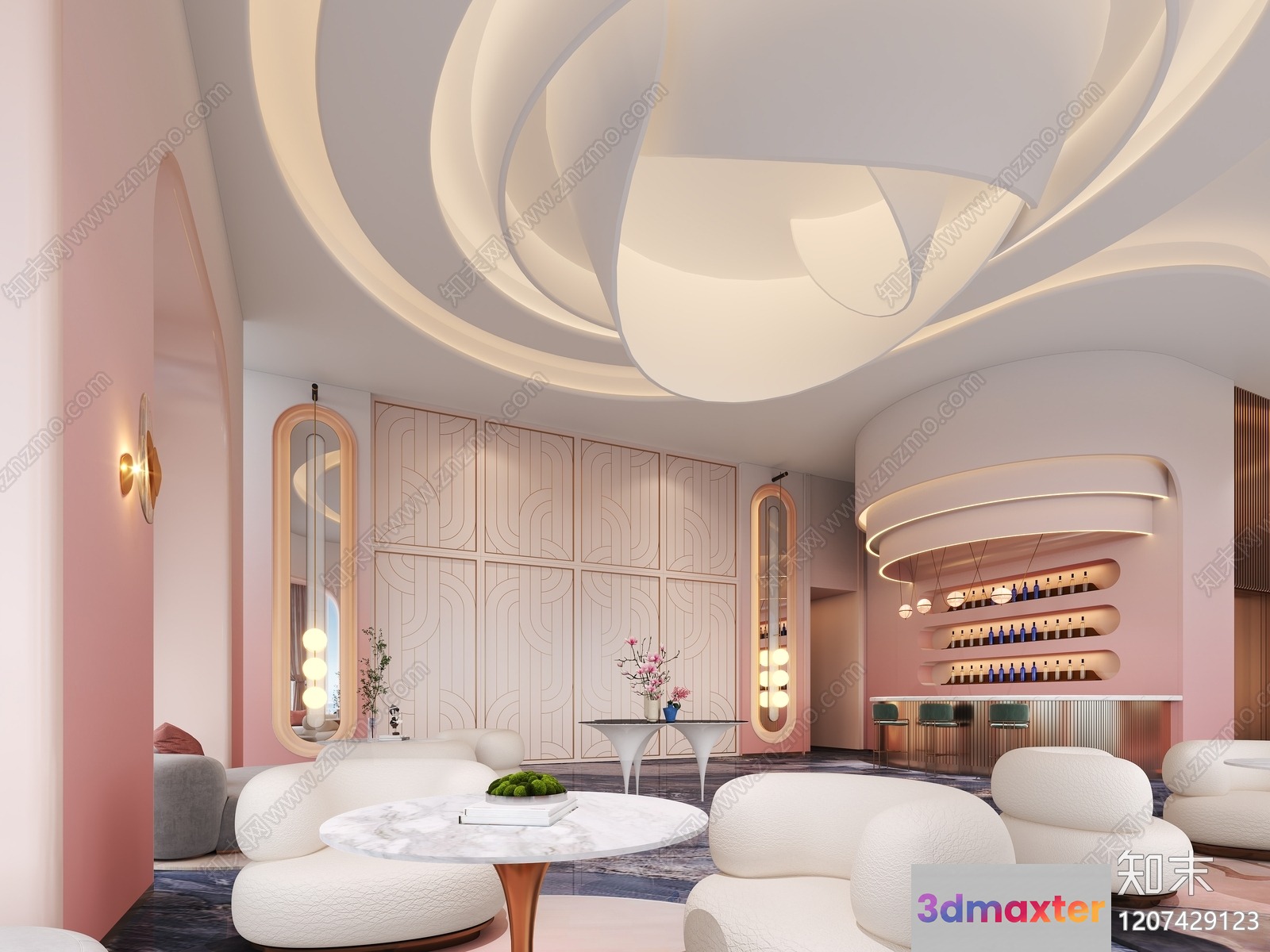 Modern Living Room 3D Model - 7564 - VRAY Render