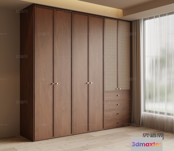 A Large Wooden Wardrobe 3D Model - 20067 - VRAY Render
