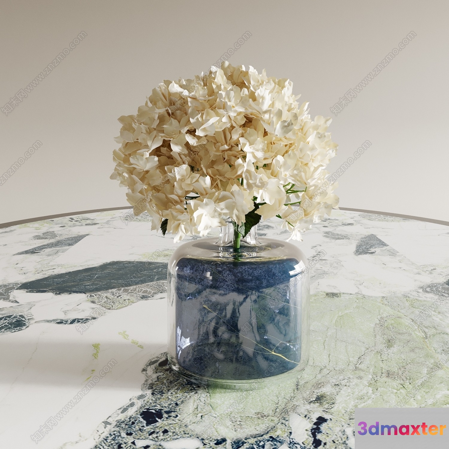 White Flowers In A Vase 3D Model - 9049 - VRAY Render