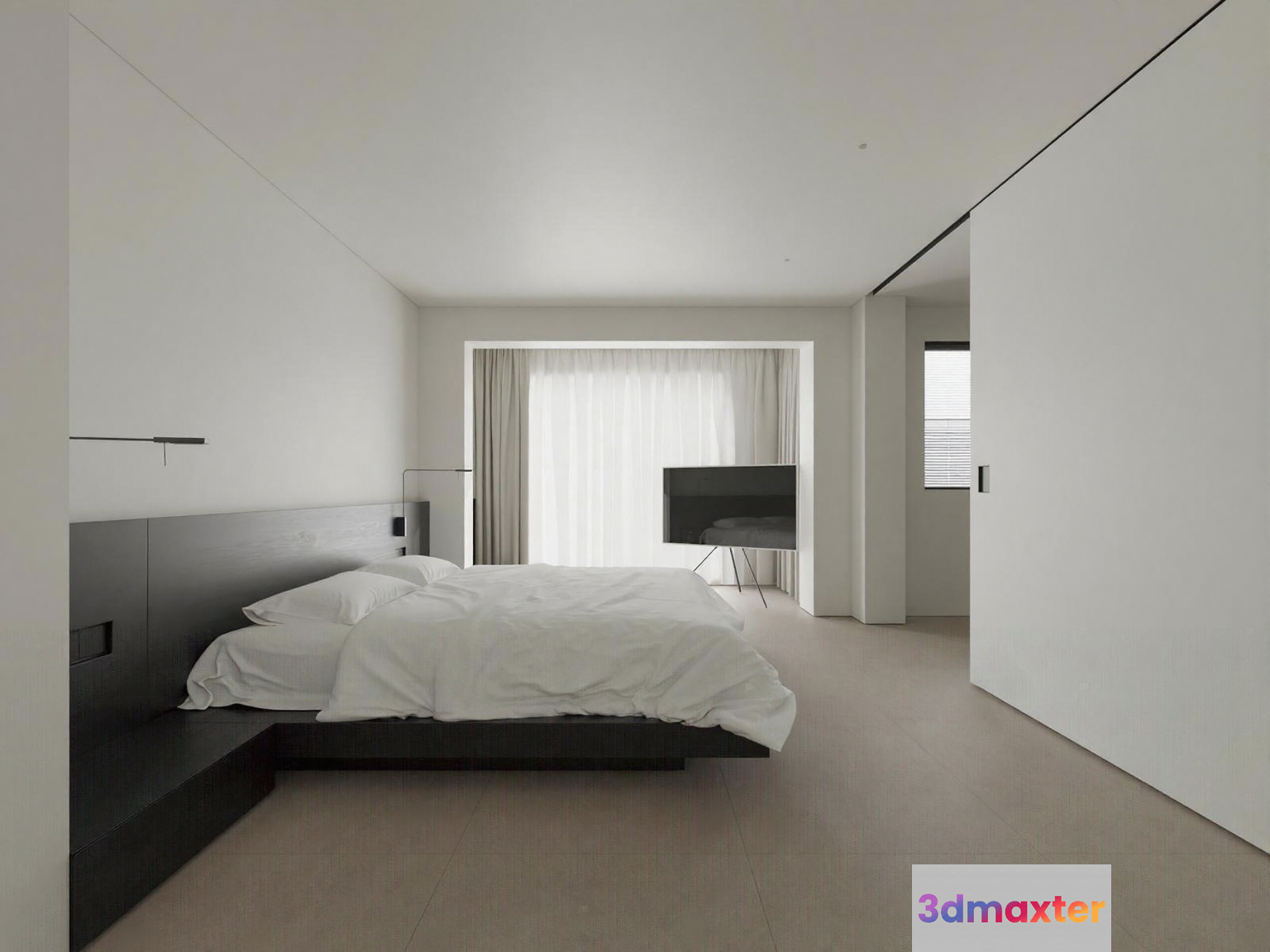 Modern Minimalist Bedroom 3D Model - 15078 - VRAY Render