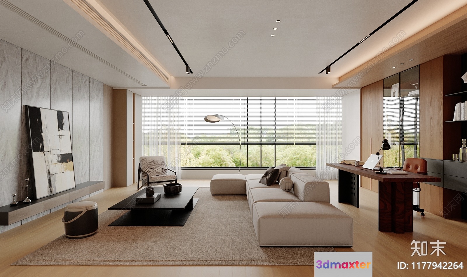 Modern Living Room 3D Model - 3323 - CORONA Render