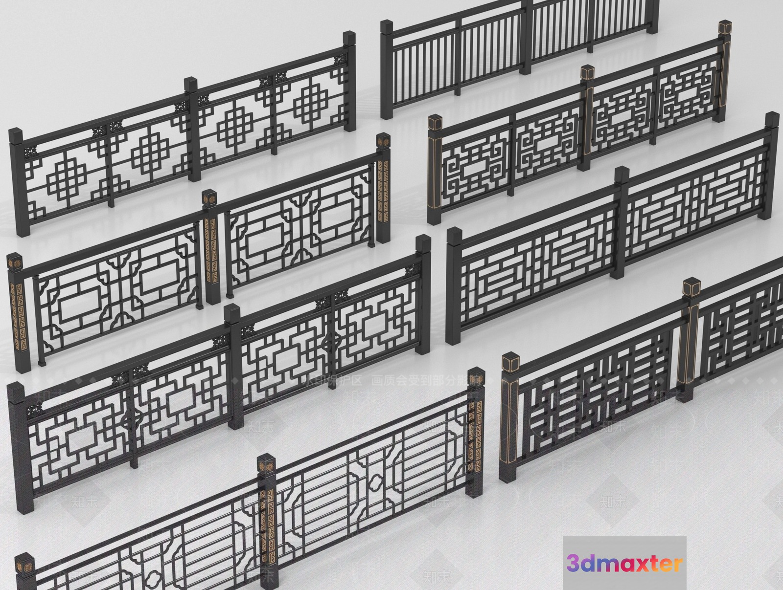 Traditional Chinese Fence 3D Model - 13387 - VRAY Render