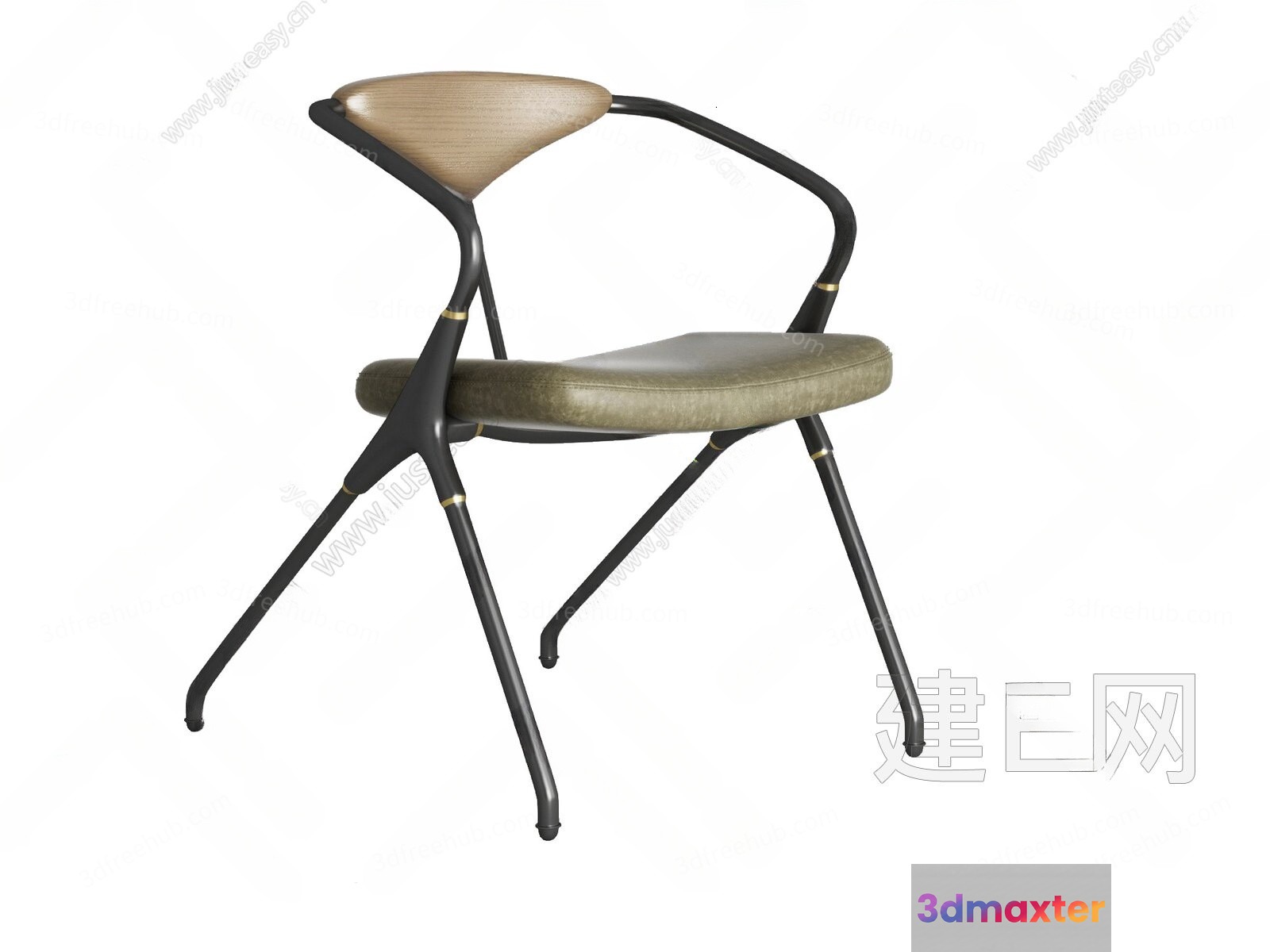 A Chair With A Wooden Seat 3D Model - 21319 - VRAY Render