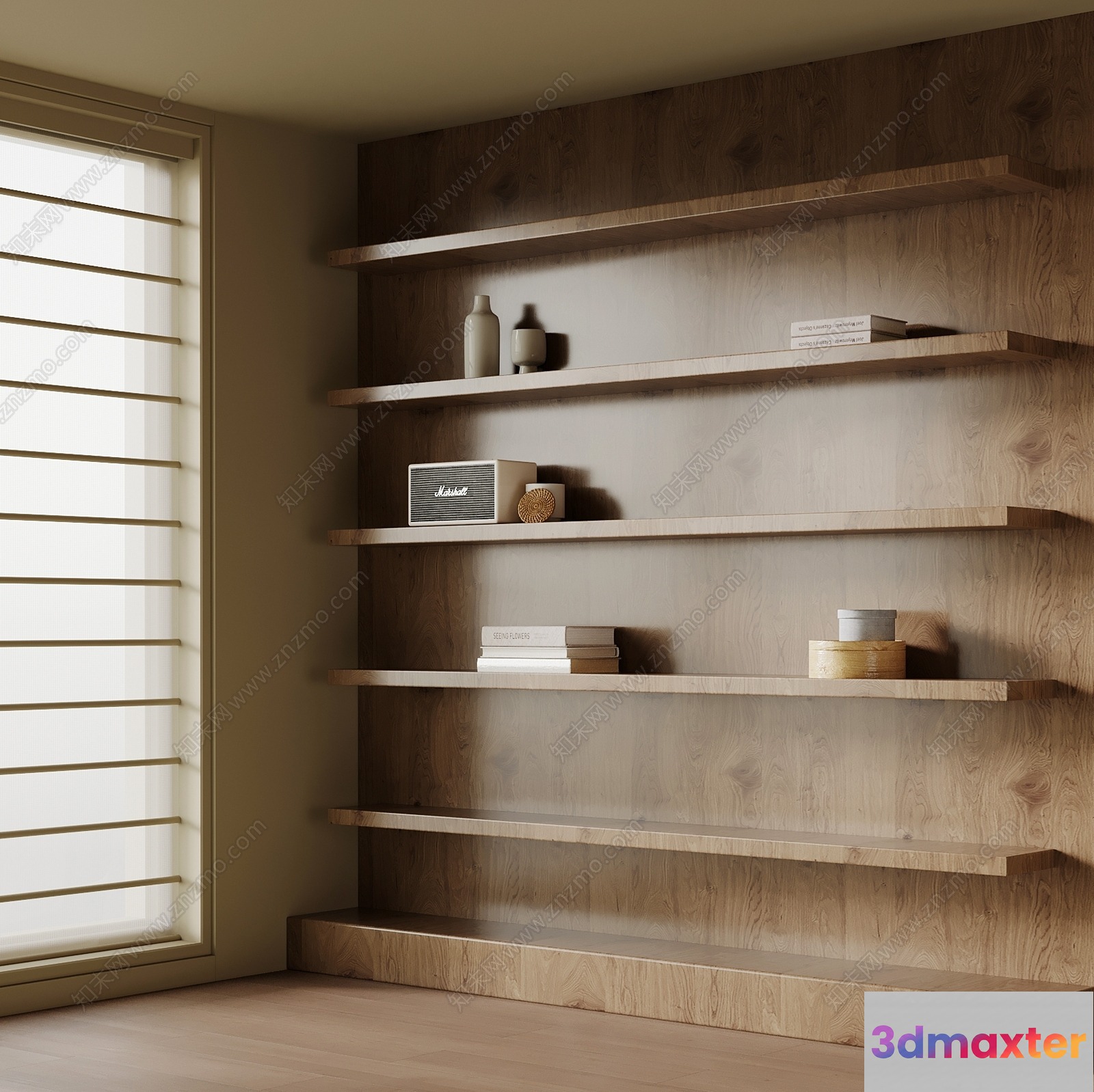 Wooden Floating Shelves 3D Model - 3301 - VRAY Render