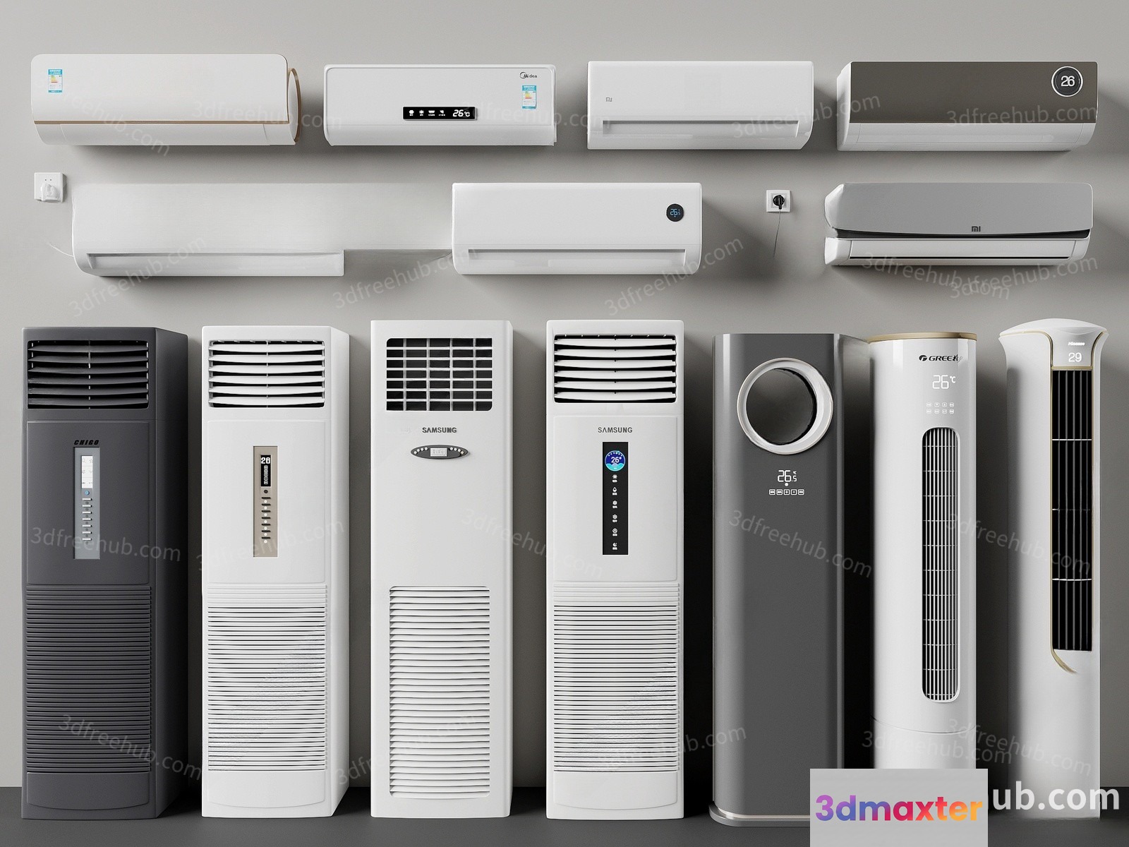 A Collection Of Air Conditioners 3D Model - 19592 - VRAY Render